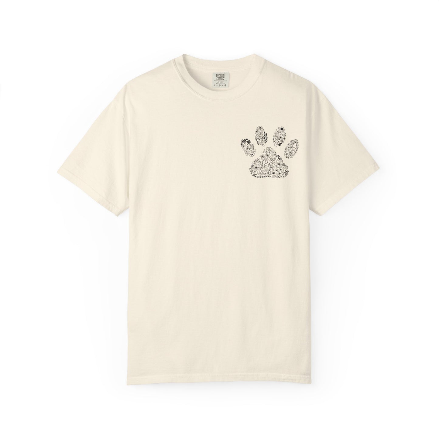 Floral Paw Print Comfort Colors T-Shirt