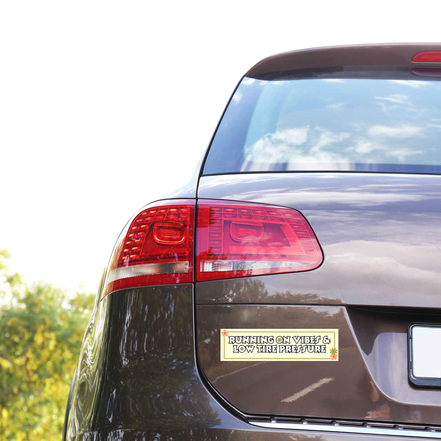 Running On Vibes & Low Tire Pressure Bumper Sticker