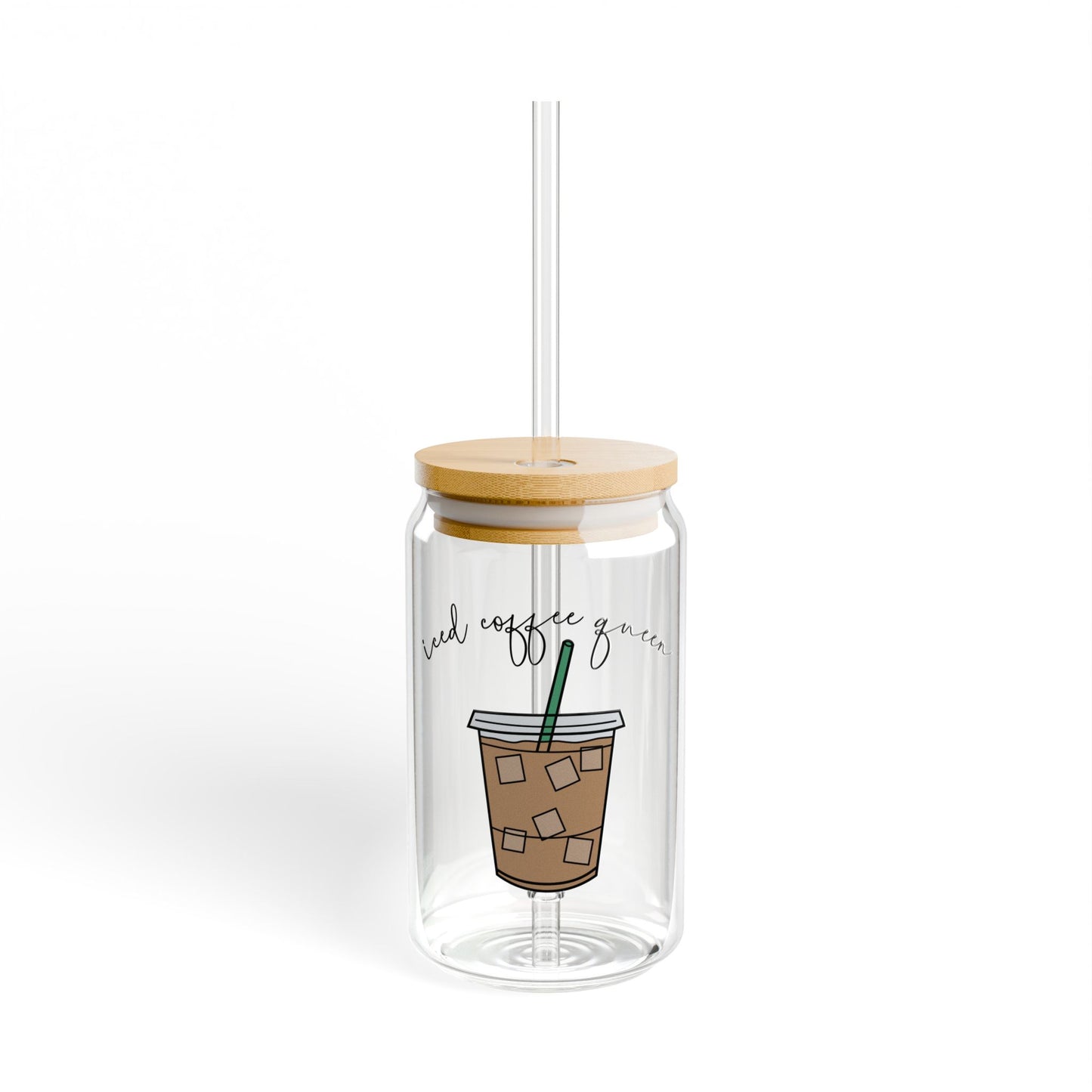 Iced Coffee Queen Glass Can Cup, Iced Coffee Cup, Beer Can Mug, Iced Coffee Lover
