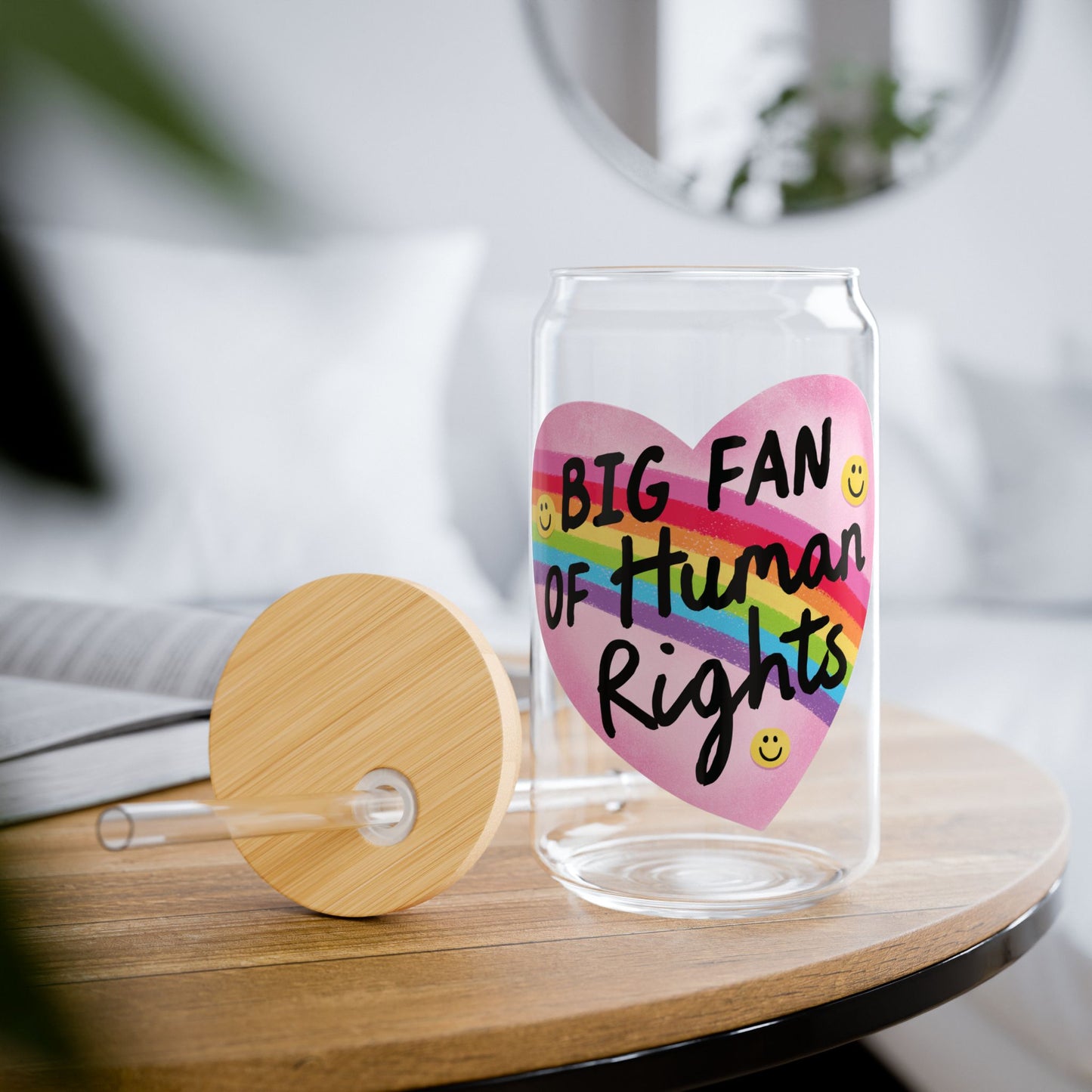 Big Fan Of Human Rights 16oz Glass Iced Coffee Cup