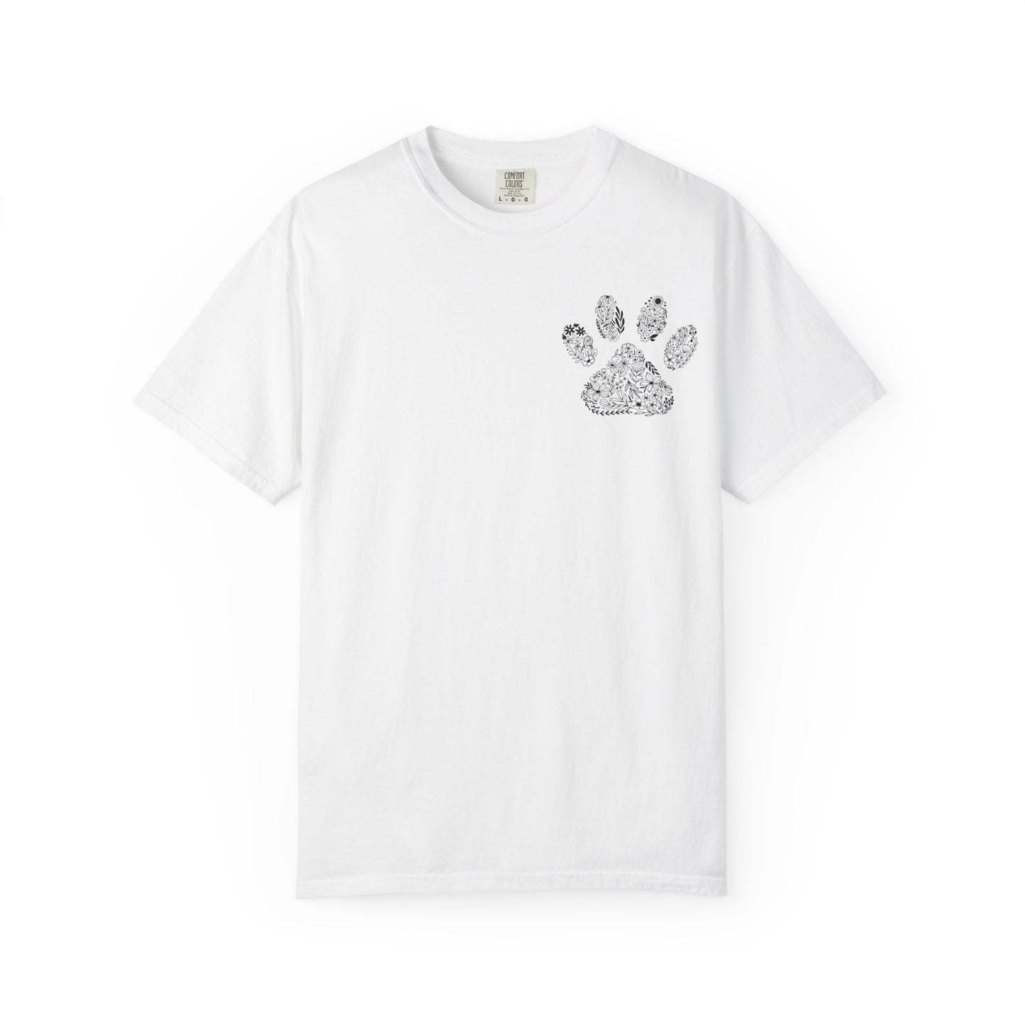 Floral Paw Print Comfort Colors T-Shirt