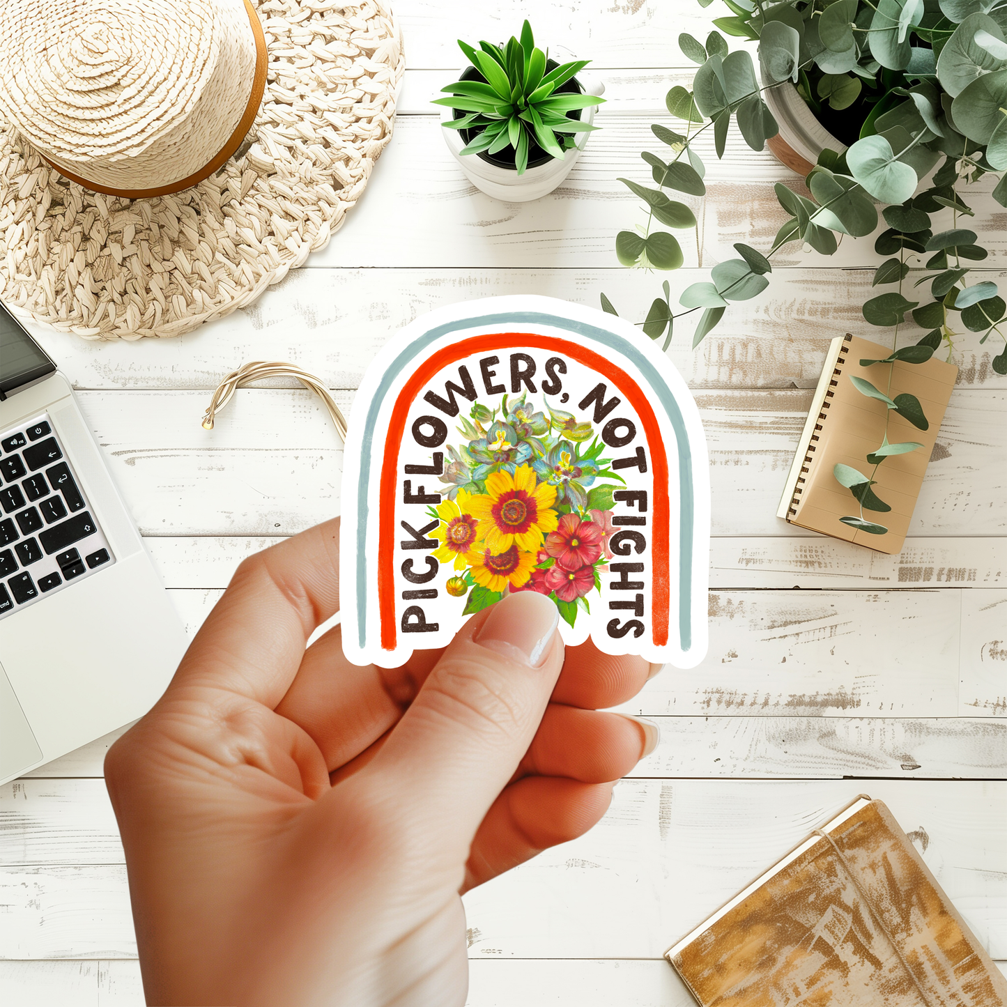 Pick Flowers Not Fights Sticker