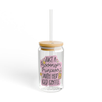Just A Passenger Princess With Her Iced Coffee 16oz Glass Iced Coffee Cup