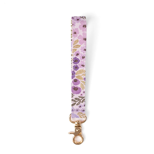 Watercolor Purple Floral Wristlet Keychain