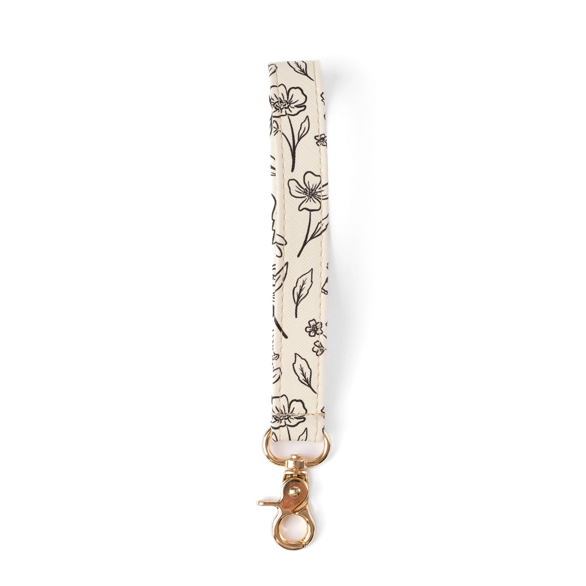 Black and Cream Floral Wristlet Keychain
