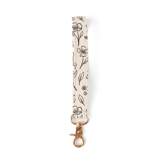 Black and Cream Floral Wristlet Keychain