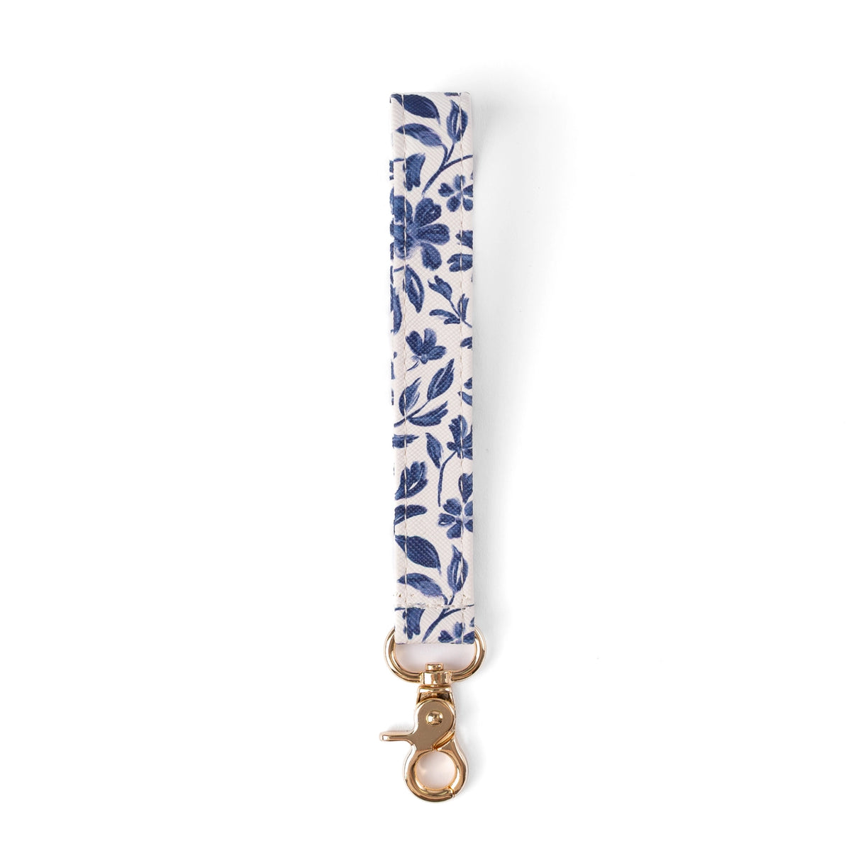 Blue and White Classic Floral Wristlet Keychain