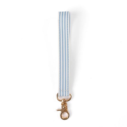 Light Blue Striped Wristlet Keychain