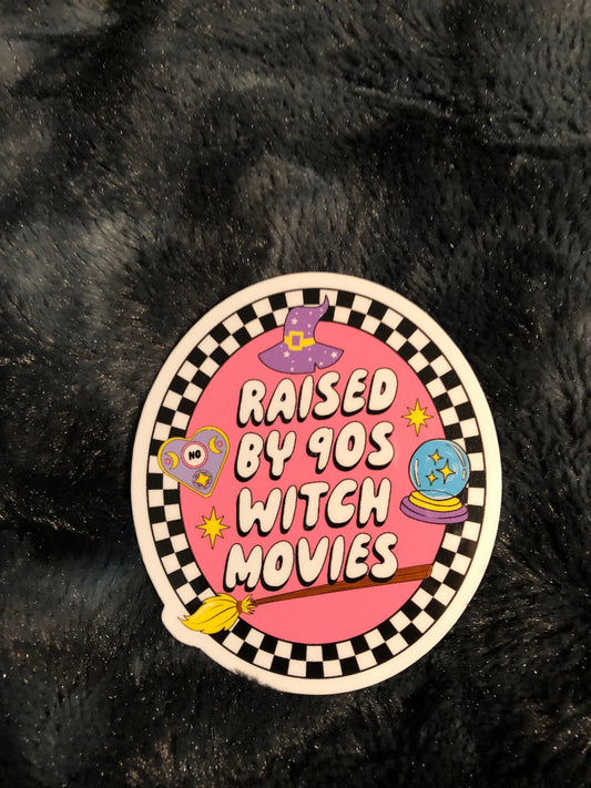 Raised By 90s Witch Movies Sticker, Y2K, 90s Girly, Witch Movies, Witch TV Shows, Witch Vibes, Spooky Season, Halloween, Waterproof Sticker
