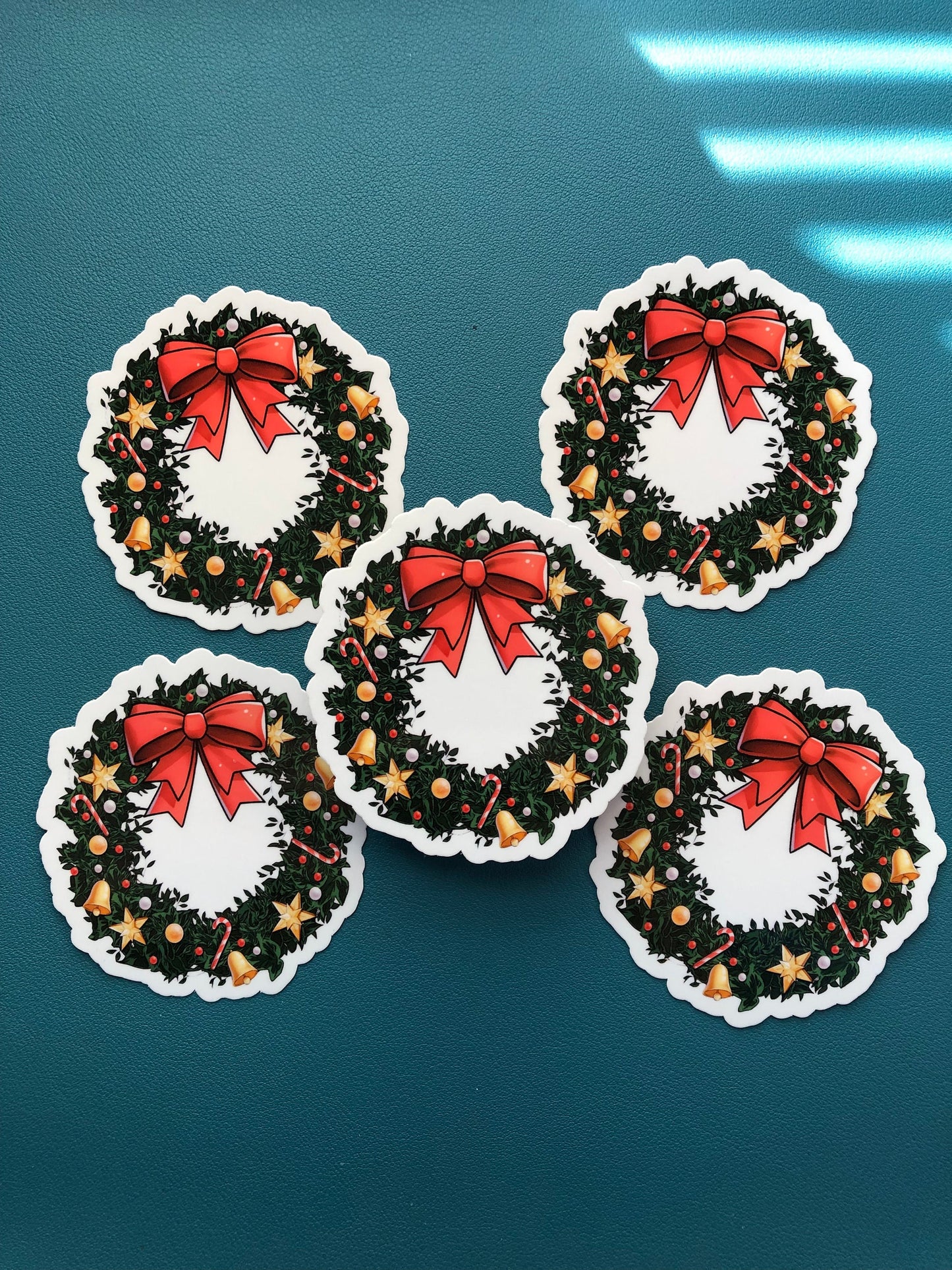 Ornate Christmas Wreath Waterproof Sticker, Merry Christmas Sticker, Holiday Gift, Christmas Sticker, Seasons Greetings, Stocking Stuffer