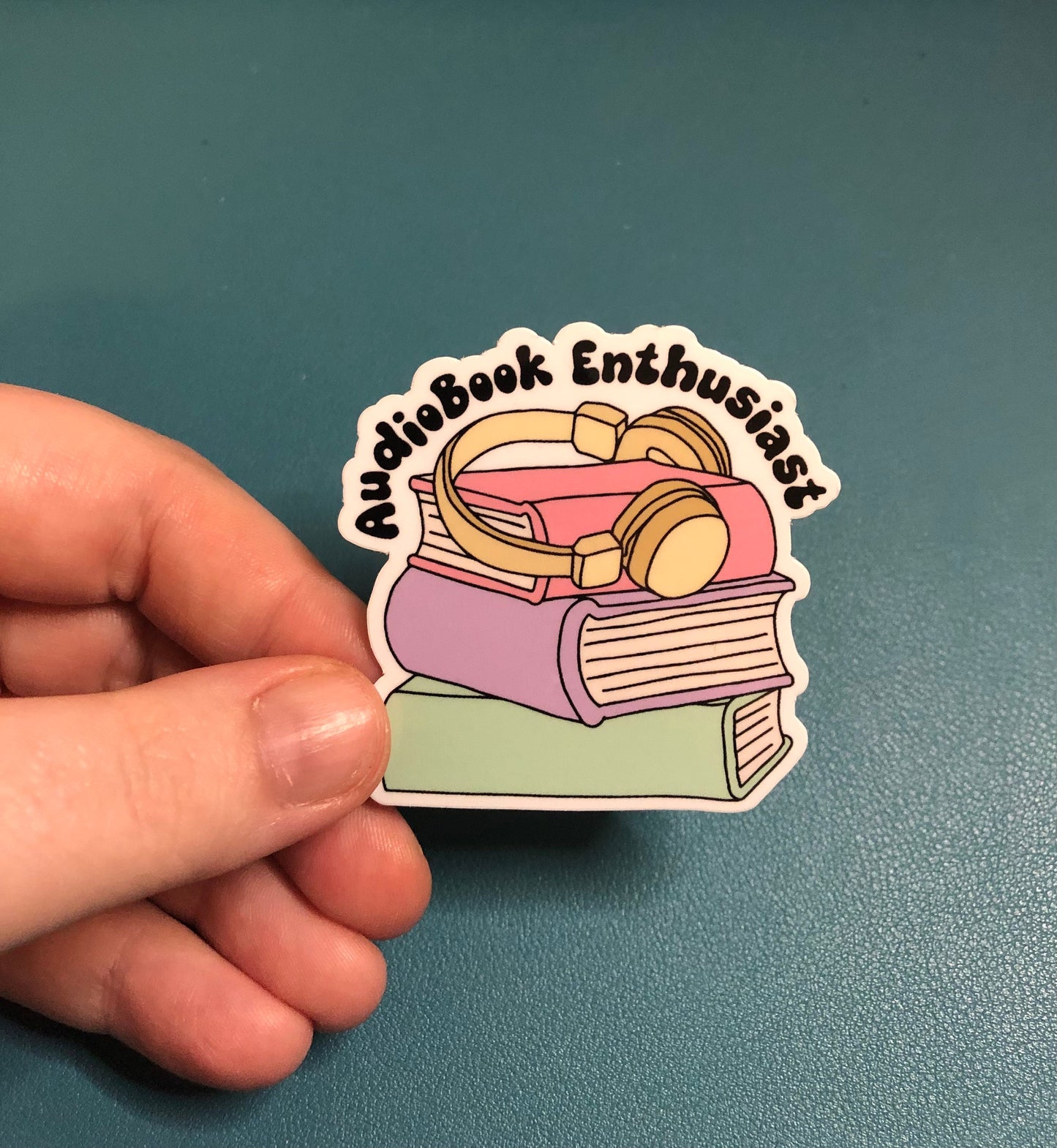 Audiobook Enthusiast Waterproof Sticker, Audiobook Lover Sticker, Kindle Lover Sticker, E-Reader, BookTok, Book Lover, Gift for Reader