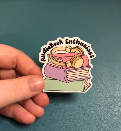 Audiobook Enthusiast Waterproof Sticker, Audiobook Lover Sticker, Kindle Lover Sticker, E-Reader, BookTok, Book Lover, Gift for Reader