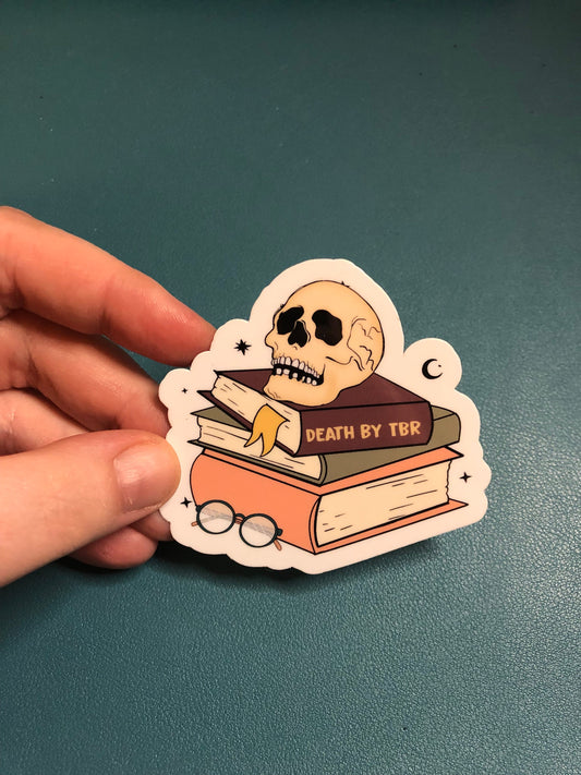 Death by TBR Waterproof Sticker, Gift for Readers, TBR List, Bookish Sticker, Book Accessories, BookTok Sticker, Bibliophile, Book Lover