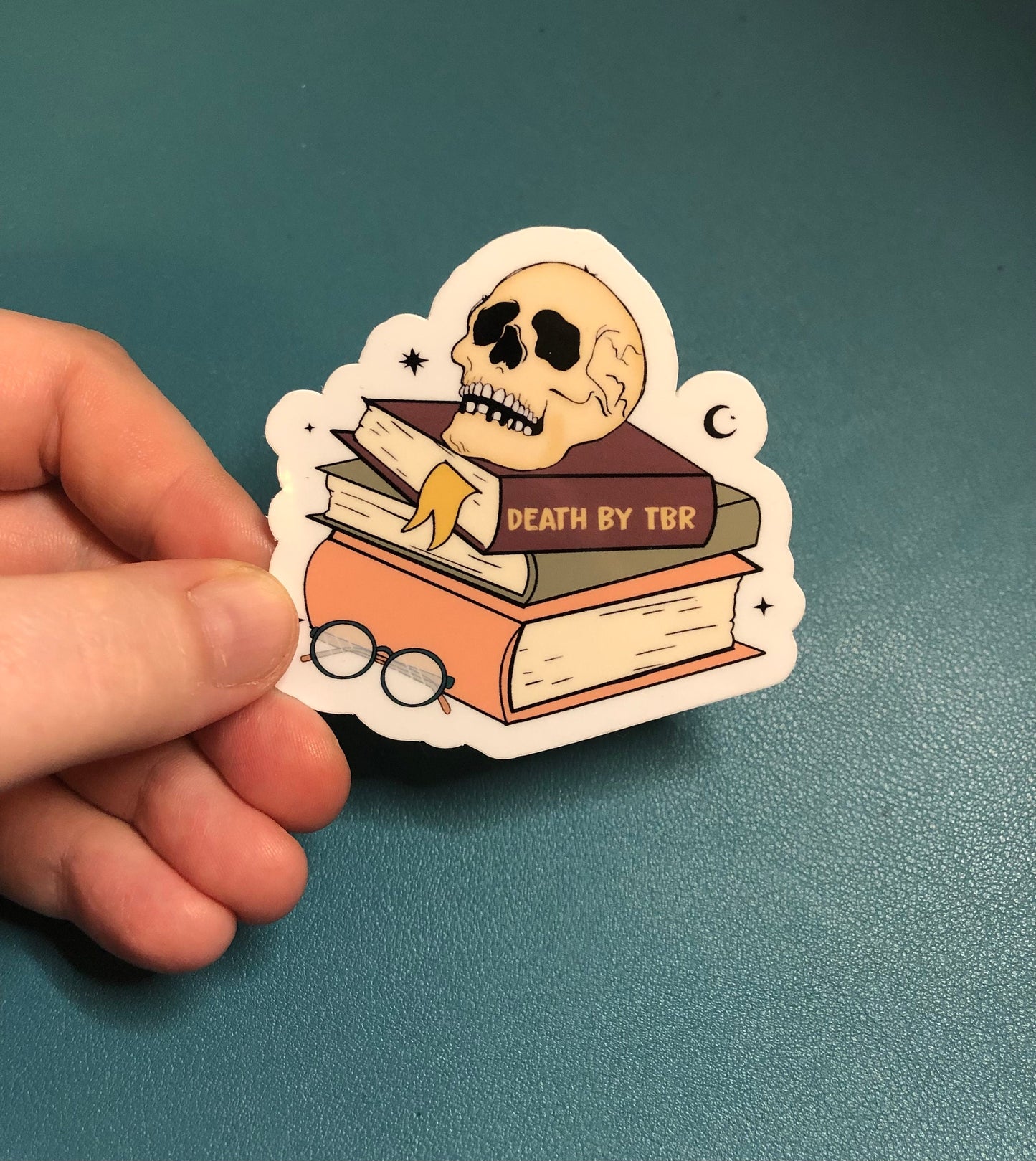 Death by TBR Waterproof Sticker, Gift for Readers, TBR List, Bookish Sticker, Book Accessories, BookTok Sticker, Bibliophile, Book Lover