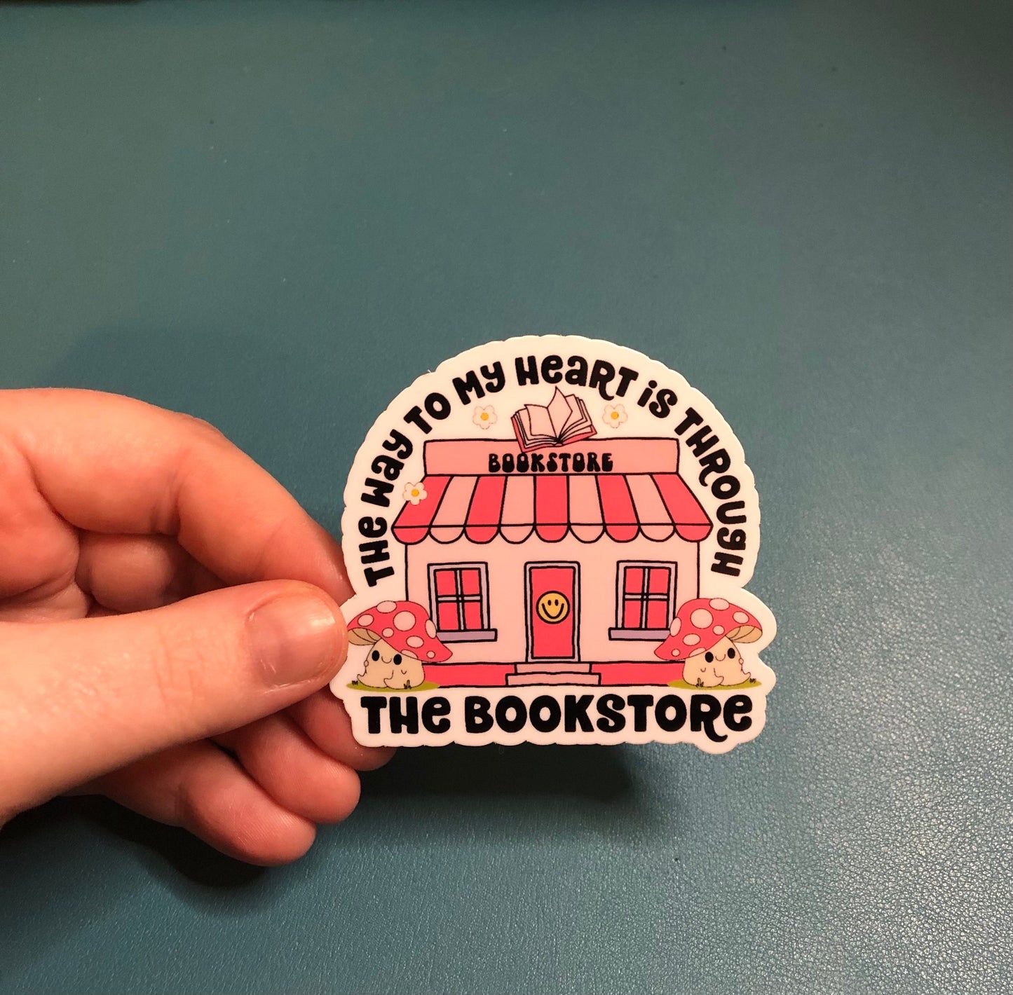 The Way To My Heart Is Through The Bookstore Waterproof Sticker, Bookstore Sticker, Book Lover, Book Worm, Bibliophile, Booktok, Kindle