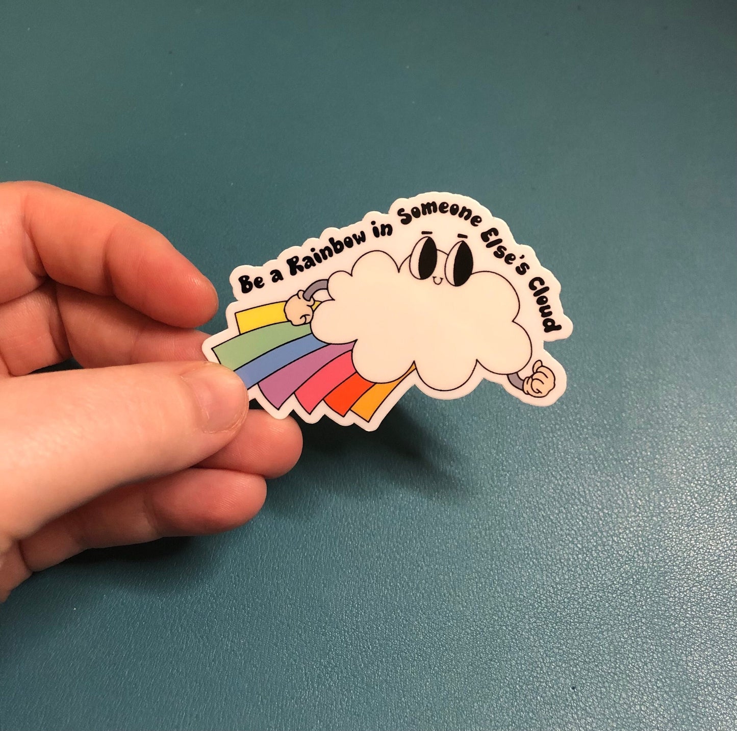 Be A Rainbow In Someone Else's Cloud Waterproof Sticker, Kawaii Rainbow Sticker, Best Friend Gift, Spread Kindness, Water Bottle Sticker