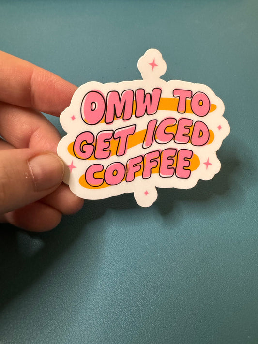 On My Way To Get Iced Coffee Sticker, Iced Coffee Lover, Coffee Sticker, Trendy Sticker, Water Bottle Sticker, Kindle Sticker