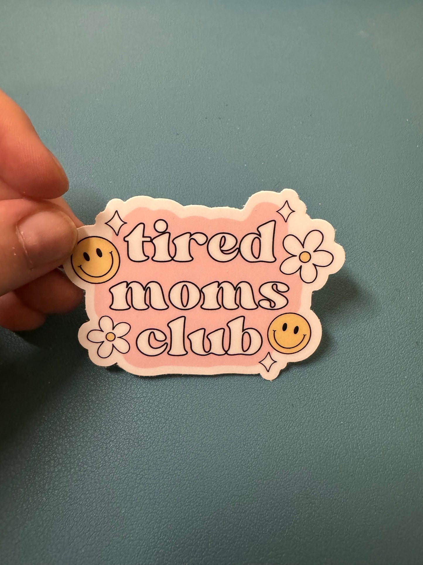 Tired Moms Club Waterproof Sticker, Overstimulated Moms Club Sticker, Water Bottle Sticker, Trendy, Funny Gift For Mom, Super Mom Sticker