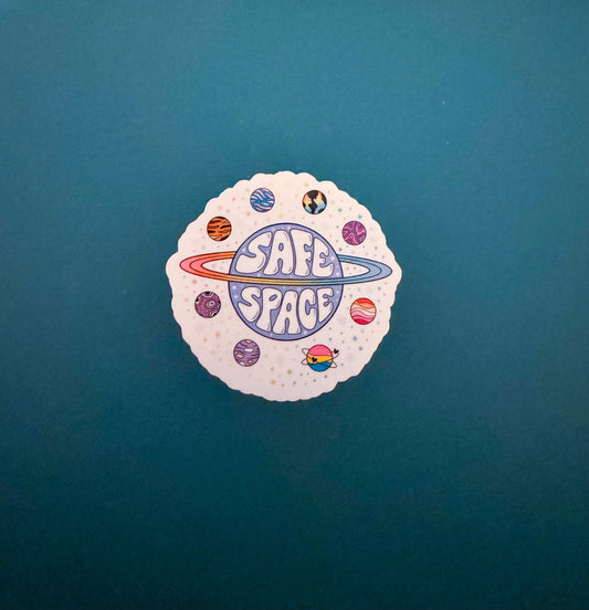 Safe Space Waterproof Sticker, Outer Space Sticker, LGBTQ Ally Sticker, Trans Lives Matters, Pride Decal for Windows, Gay Rights Sticker