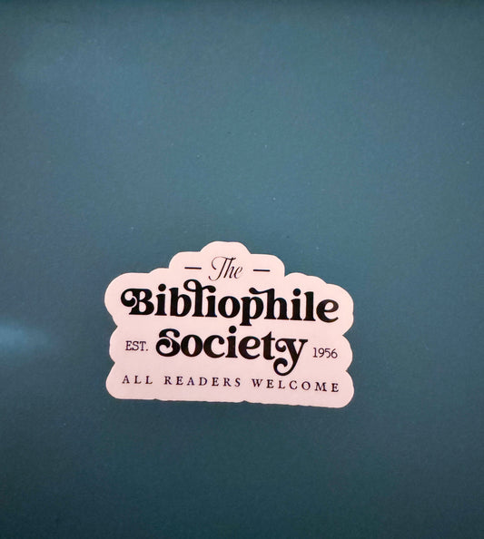 The Bibliophile Society Waterproof Sticker, Book Lover Decal, Library Book, Bookish Sticker, Gift for Readers, Book Tropes, Literary Gift