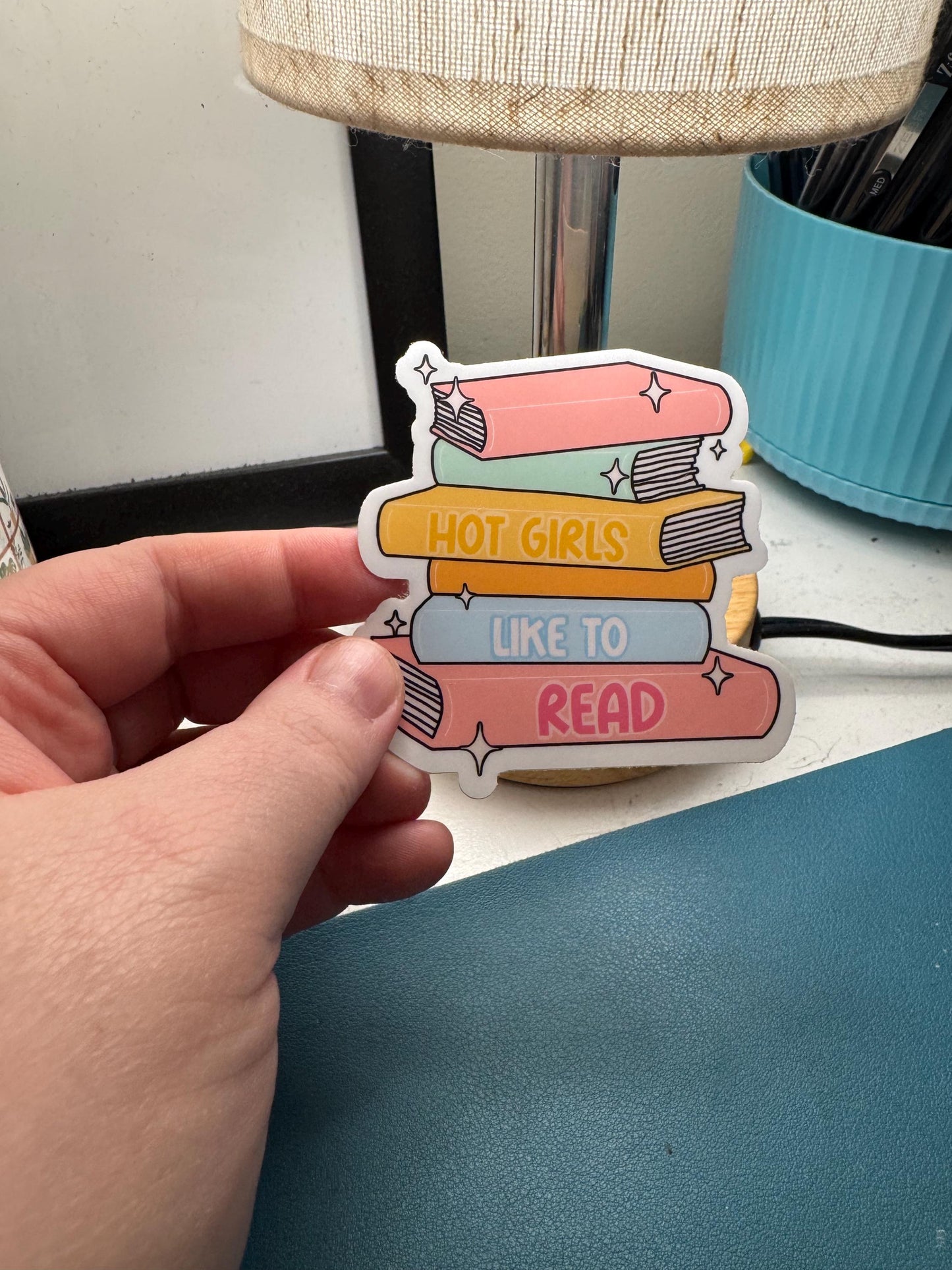 Hot Girls Like To Read Sticker, Stack of Books Waterproof Sticker, Bookish Decal, Kindle Sticker, Gift for Book Lover, BookTok, Romantasy