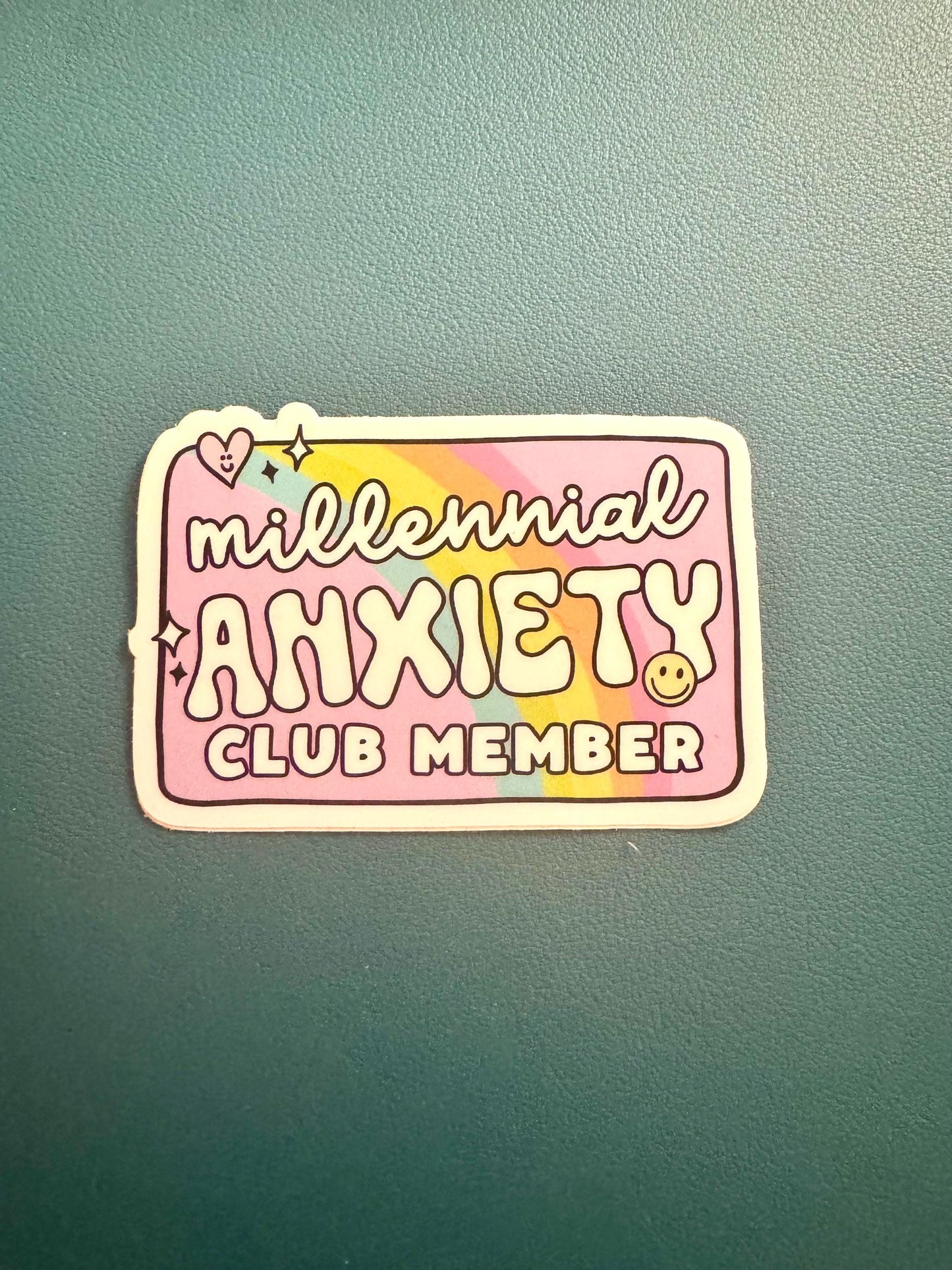 Millennial Anxiety Club Member Sticker, Anxiety Sticker, Mental Health Water Bottle Sticker, Elder Millennial, 90s Kids, Waterproof Sticker