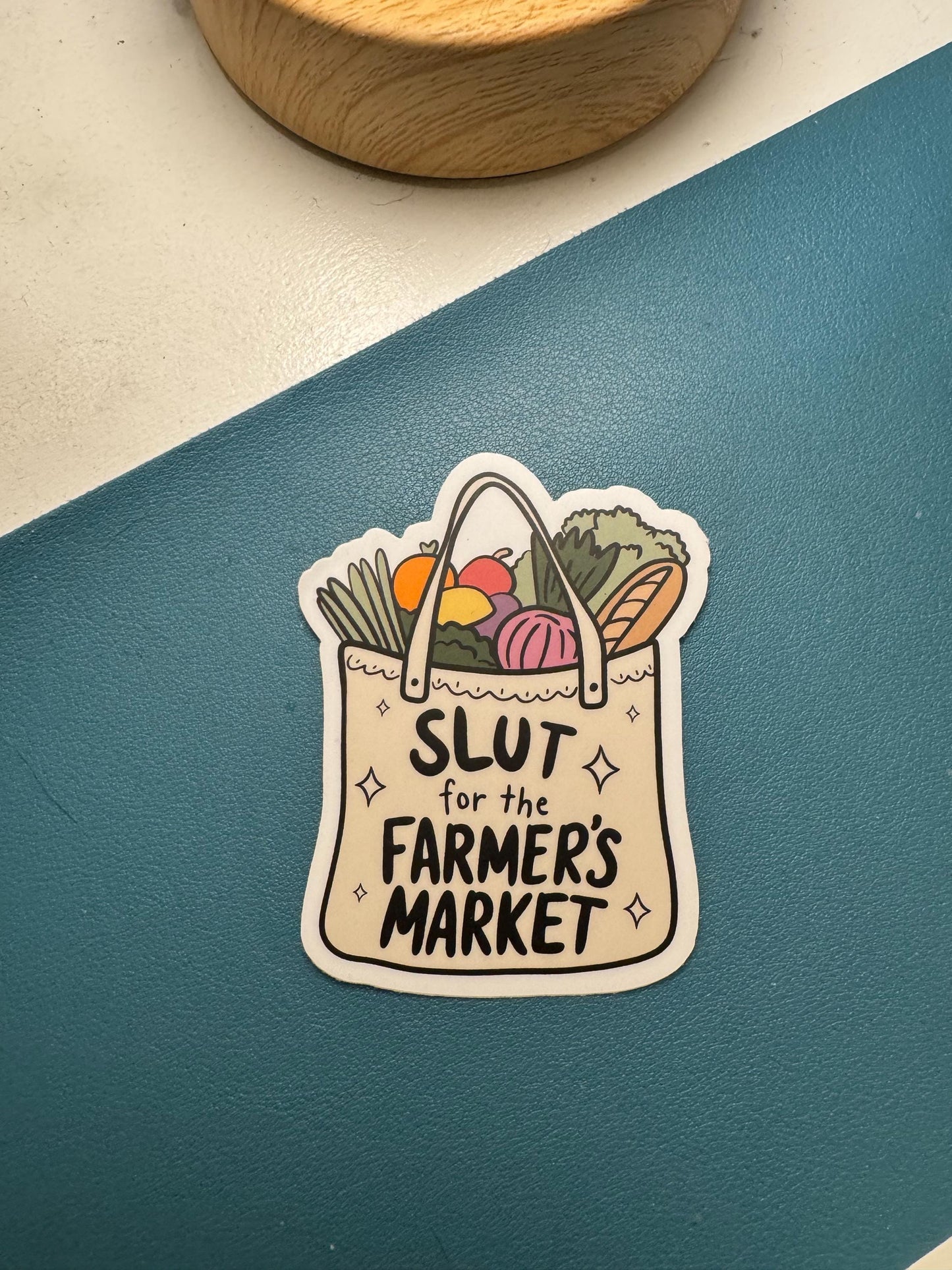 Slut for the Farmer's Market Sticker, Outdoor Market, Product Market Sticker, Vegetable Market, Farmers Market, Water Bottle Sticker, Humor