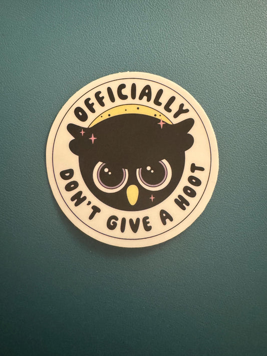 Officially Don't Give A Hoot Sticker, Night Owl Sticker, Owl Sticker, Pun Humor, Waterproof Sticker, Kindle Sticker, Funny Decal