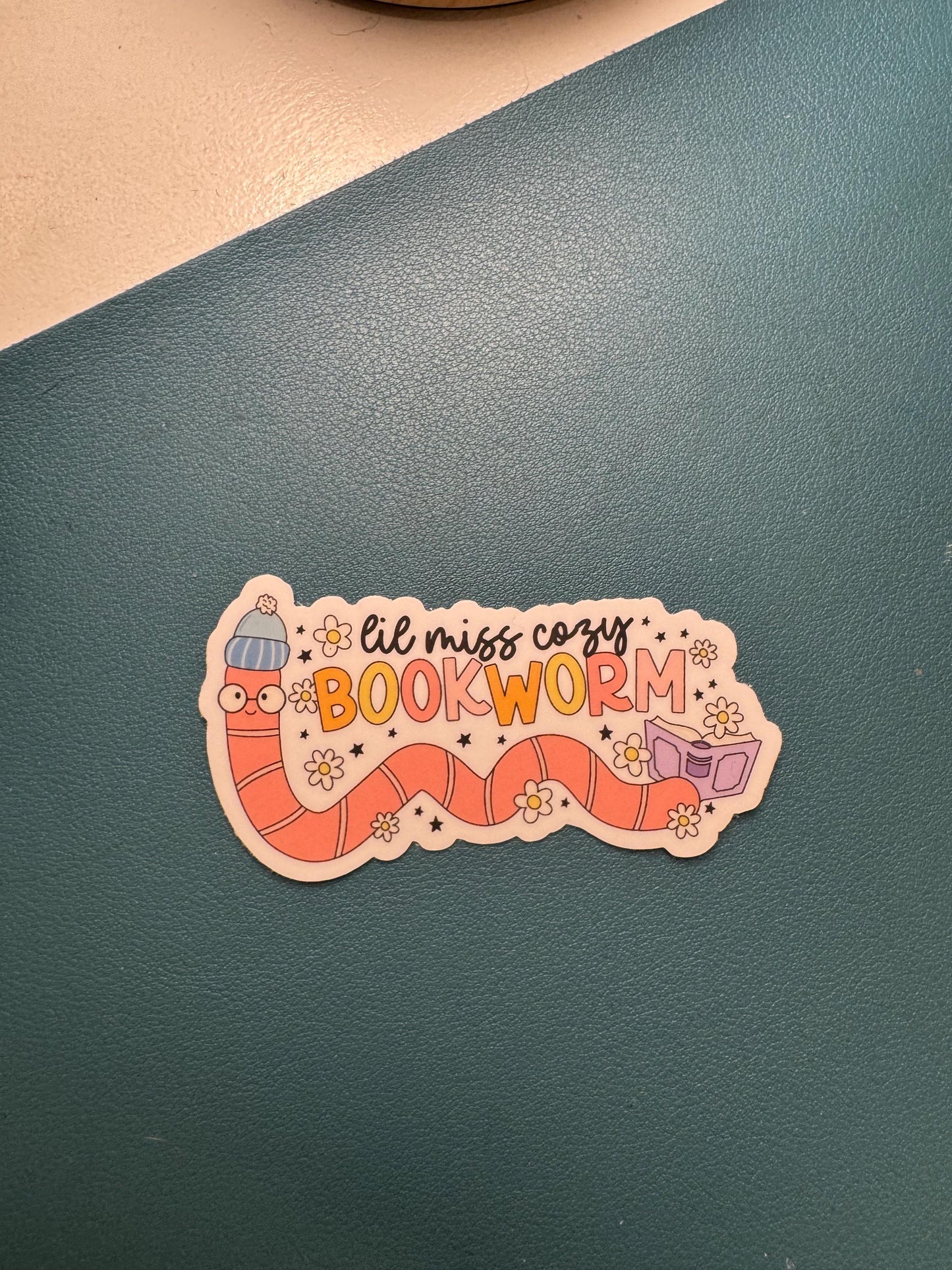 Lil Miss Cozy Bookworm Sticker, Bookish Lover Gift, Bibliophile, Librarian Gift, Book Worm, Cozy Reader Sticker, Gift for Reader