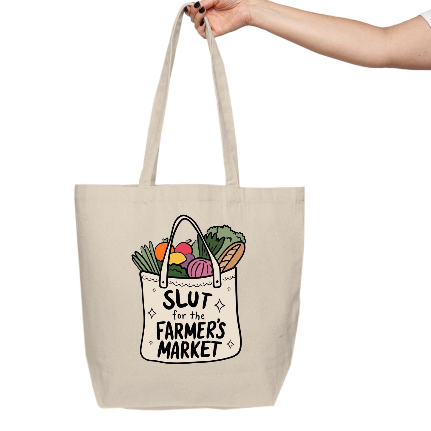Slut for the Farmers Market Tote Bag, Eco-Friendly Canvas Tote, Reusable Shopping Bag, Foodie Gift, Natural Cotton Bag, Farmers Market Lover