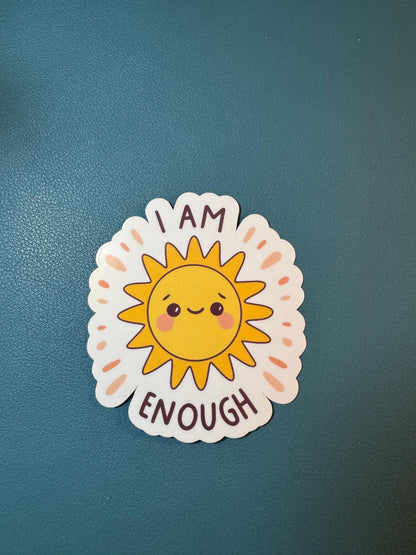 I Am Enough Smiling Sun Sticker, Positivity Sticker, Mental Health Matters, You Are Enough Sticker, Sun Illustration