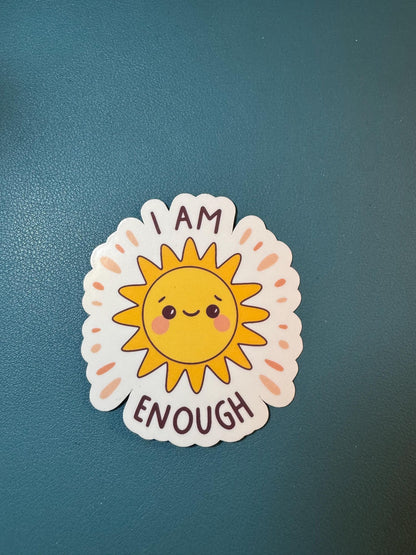 I Am Enough Smiling Sun Sticker, Positivity Sticker, Mental Health Matters, You Are Enough Sticker, Sun Illustration