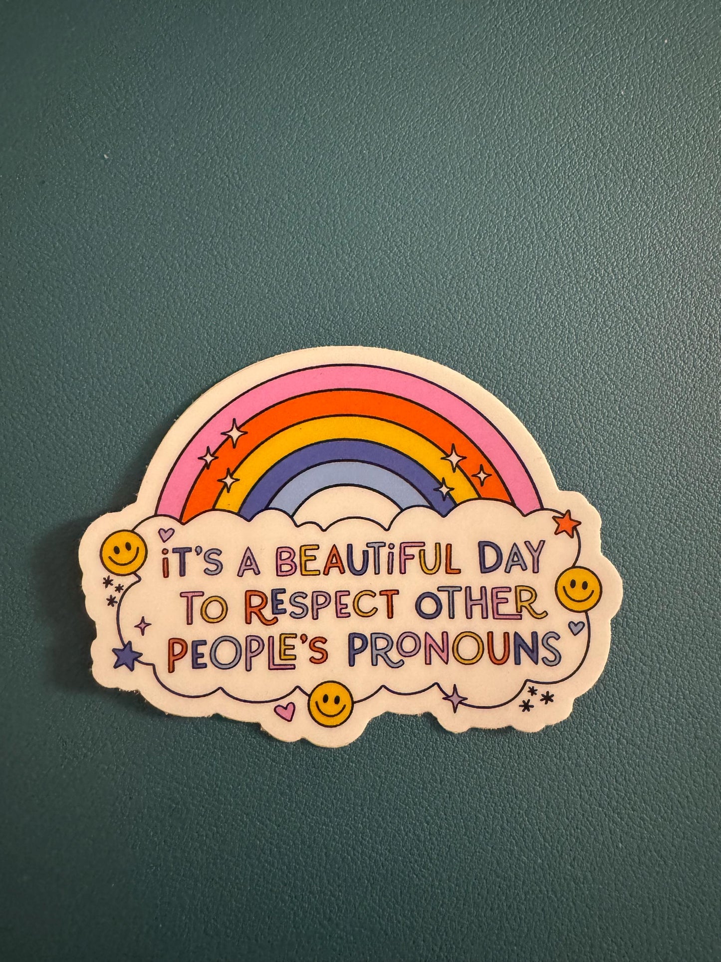 It's A Beautiful Day To Respect Other People's Pronouns Sticker, Gender Equality Sticker, LGBTQIA Sticker, Trans Rights Sticker, Rainbow