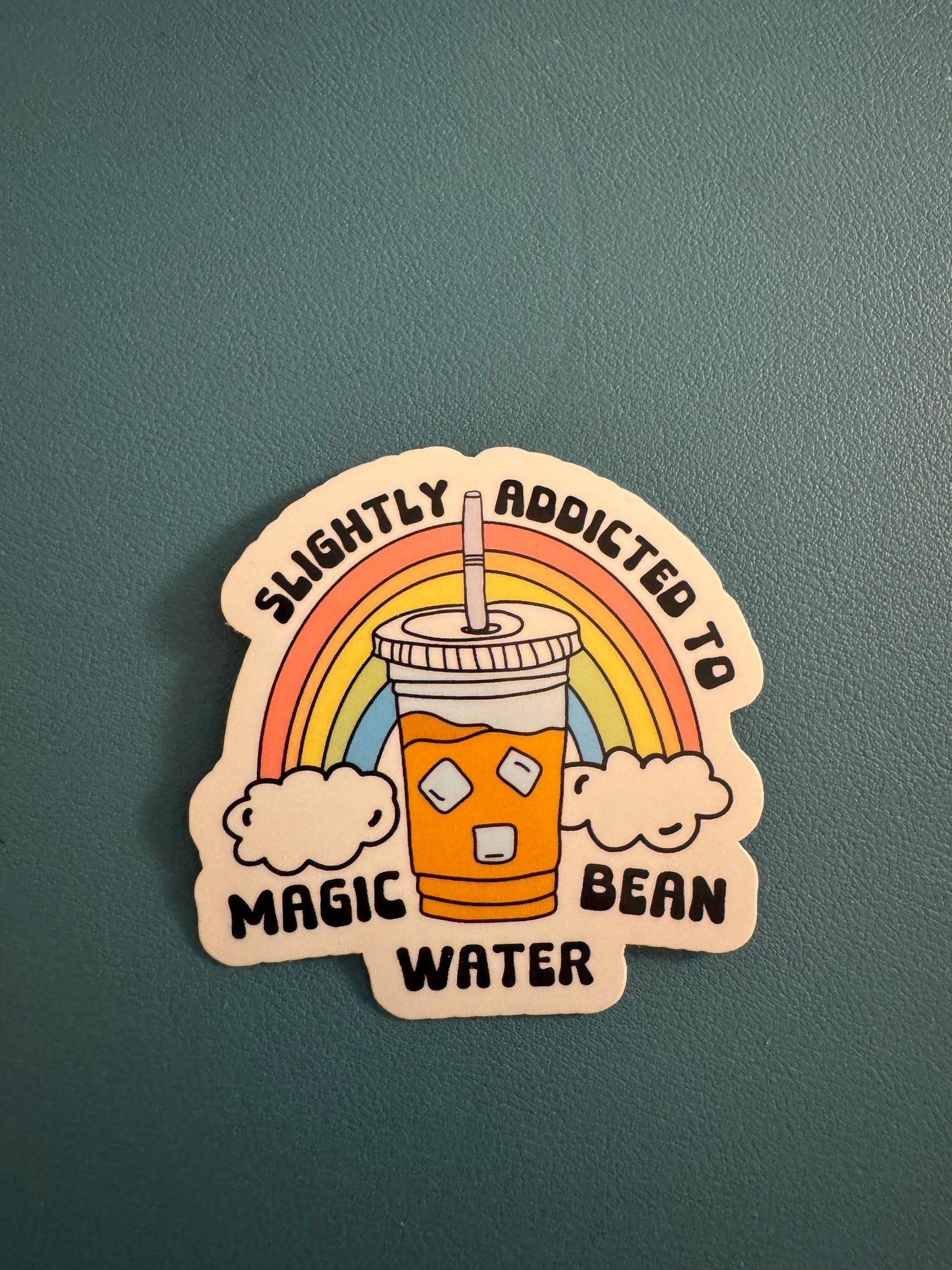 Slightly Addicted To Magic Bean Water Sticker, Iced Coffee Girl, Coffee Addict, Gift for Coffee Lover, Cold Brew Sticker, Latte Lover