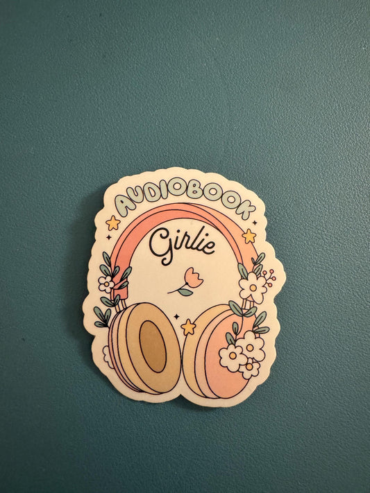 Audiobook Girlie Sticker, Book Lover Gift, Gift for Reader, Booktok, Libraries Matter, Kindle Sticker, TBR List, Fantasy Book Reader