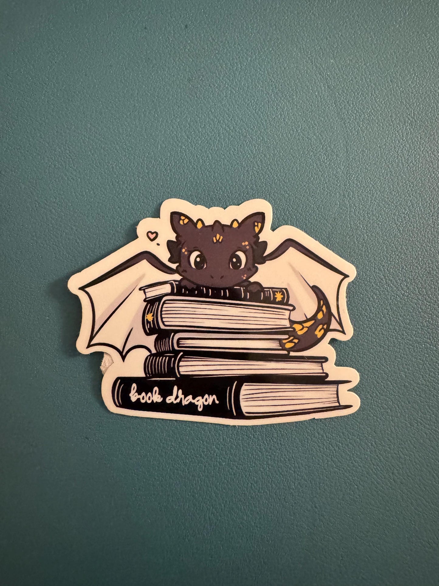 Book Dragon Sticker, Black and Yellow Dragon Sticker, Book Pile, TBR Pile, Booktok Sticker, Sticker for Book Lovers, Avid Reader Sticker