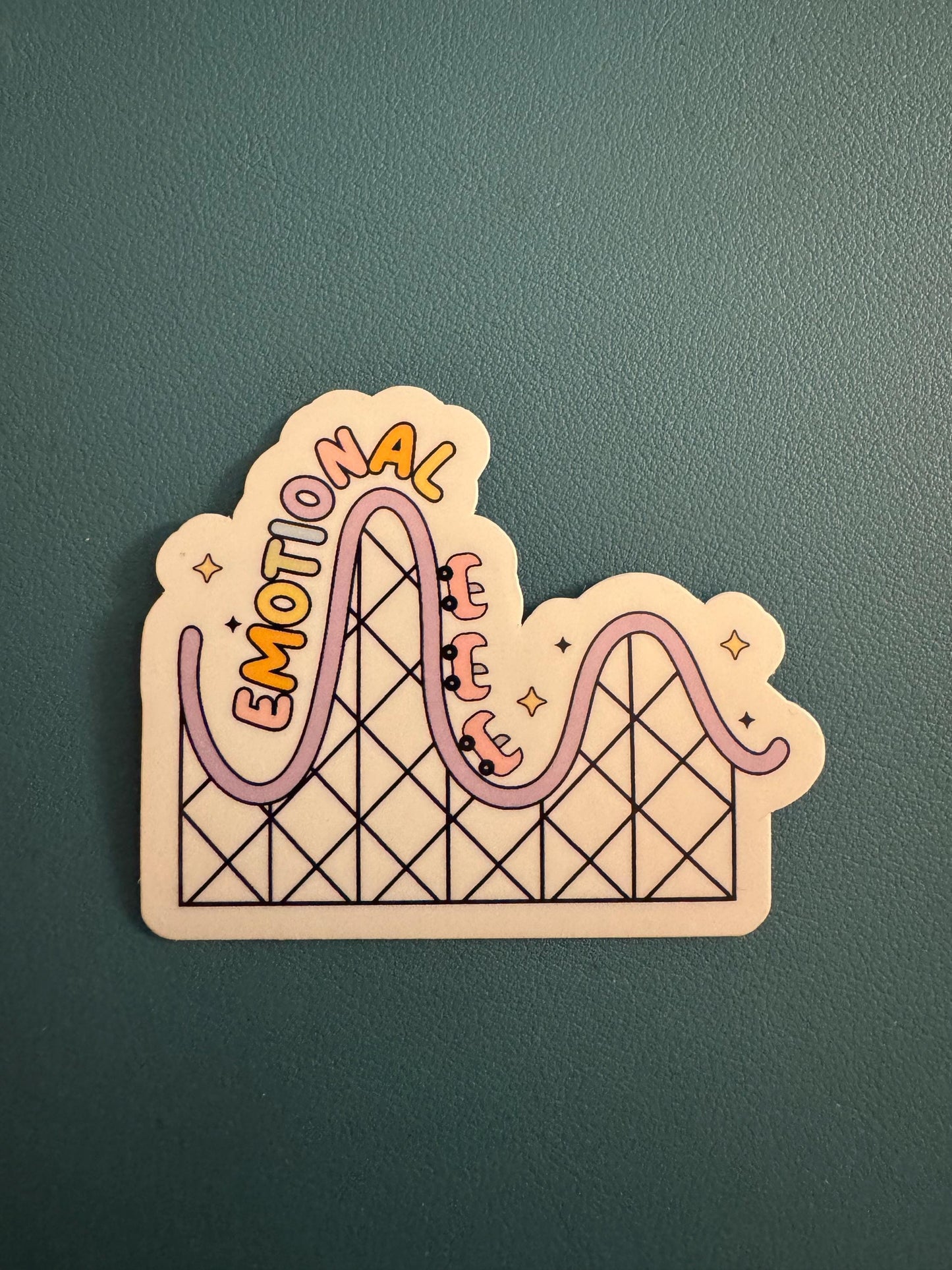 Emotional Rollercoaster Sticker, Mental Health Sticker, Vinyl Sticker, Water Bottle Decal, Waterproof Sticker, Self Care