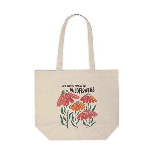 You Belong Among The Wildflowers Tote Bag, Gift for Mom, Gift for Best Friend, Floral Themed Tote Bag, Canvas Tote, Reusable Tote