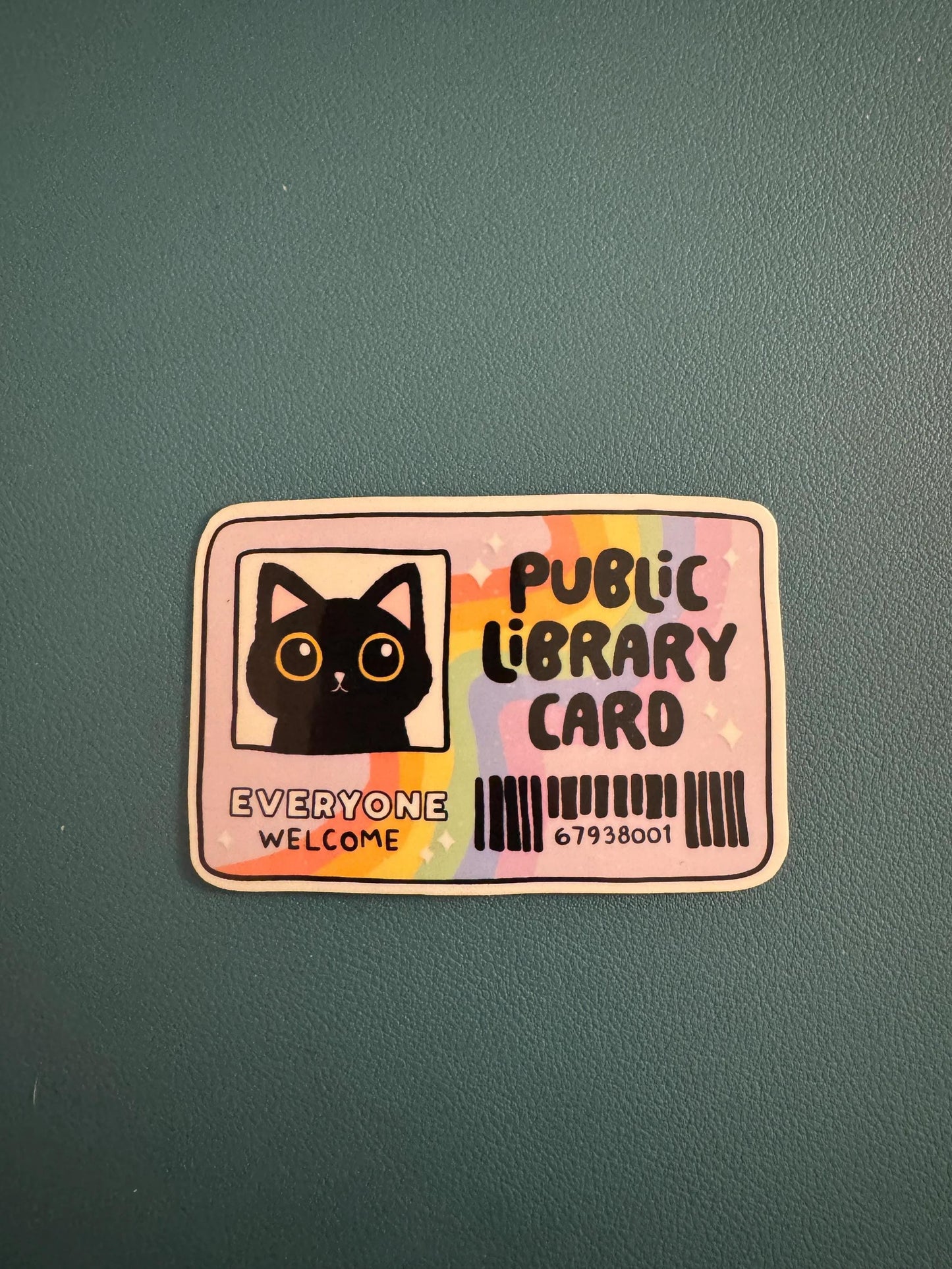 Public Library Card Waterproof Sticker, Black Cat, Read More Books, Vinyl Sticker