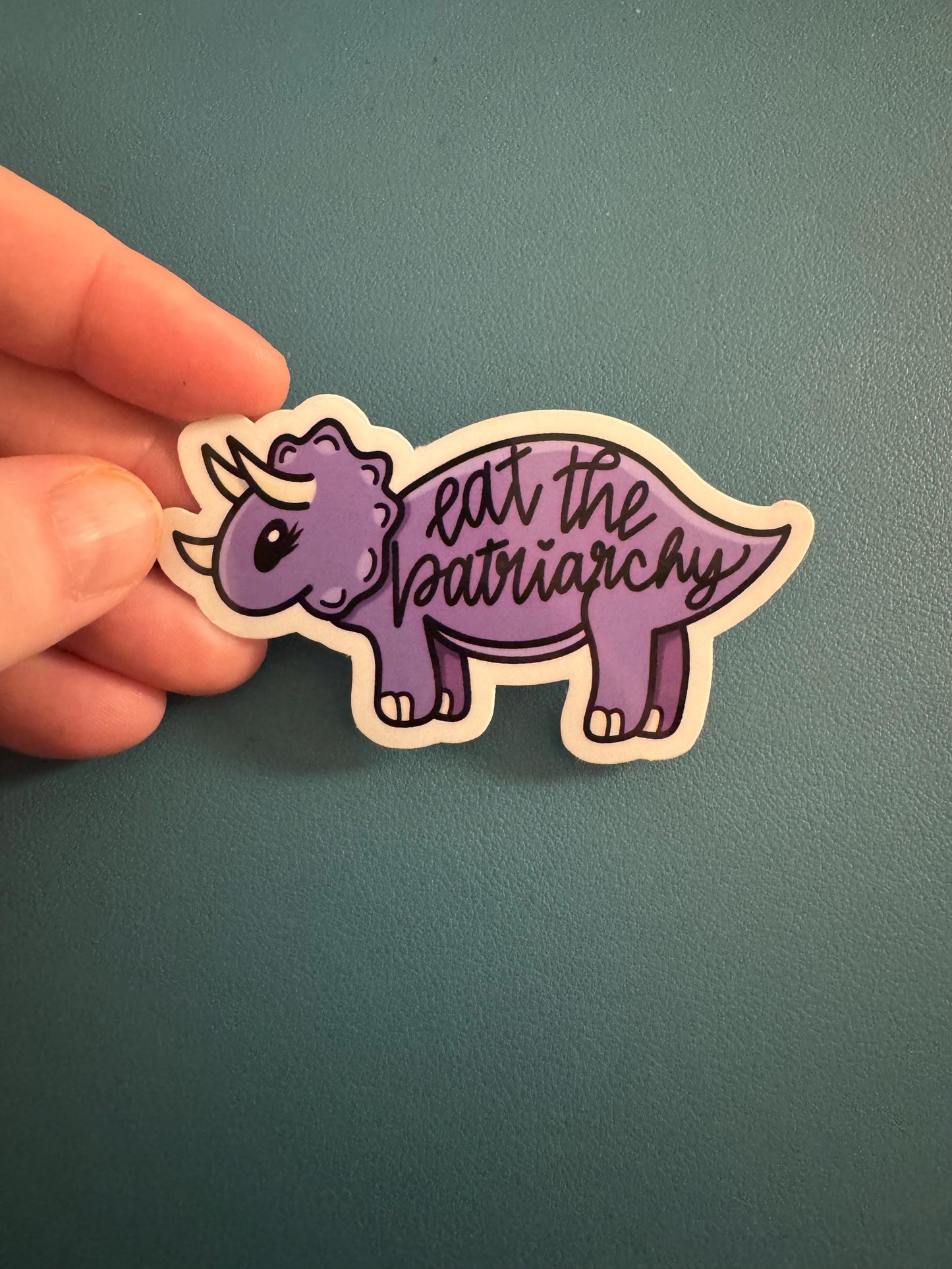 Eat The Patriarchy Purple Dinosaur Sticker, Feminist Sticker, End Misogyny , Gender Equality Sticker, The Future is Female, Women's Rights