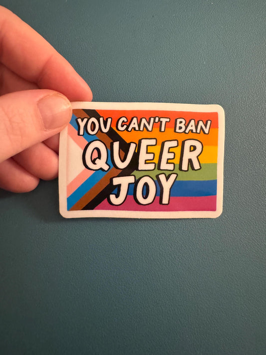 You Can't Ban Queer Joy, LGBTQ Rights, Queer Love Vinyl Sticker, Pride Flag Sticker