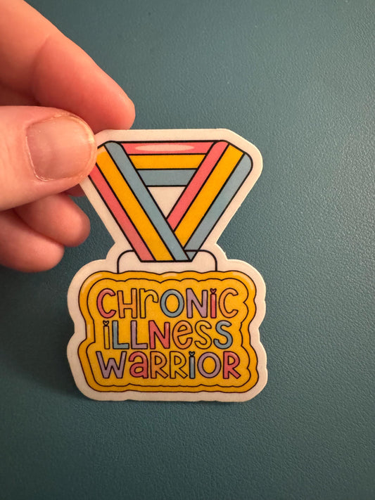 Chronic Illness Warrior Vinyl Sticker, Chronic Illness Medal, Invisible Illness, Spoonie, Rare Disease Awareness, Water Bottle Sticker