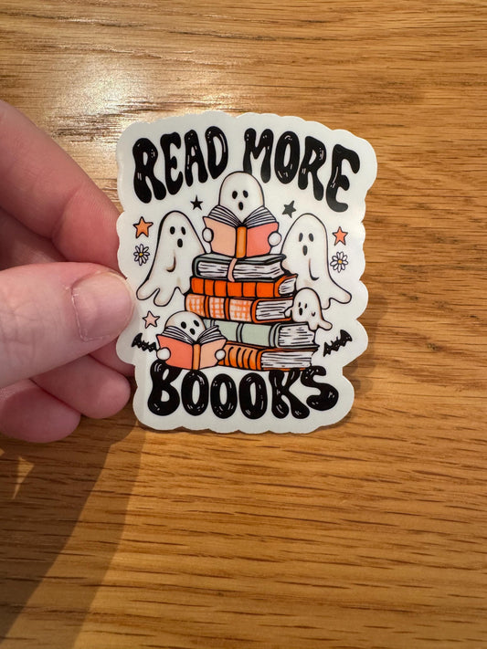 Read More Books Vinyl Sticker, Ghosts Reading Books, Halloween Sticker, Water Bottle Sticker, Ghosts