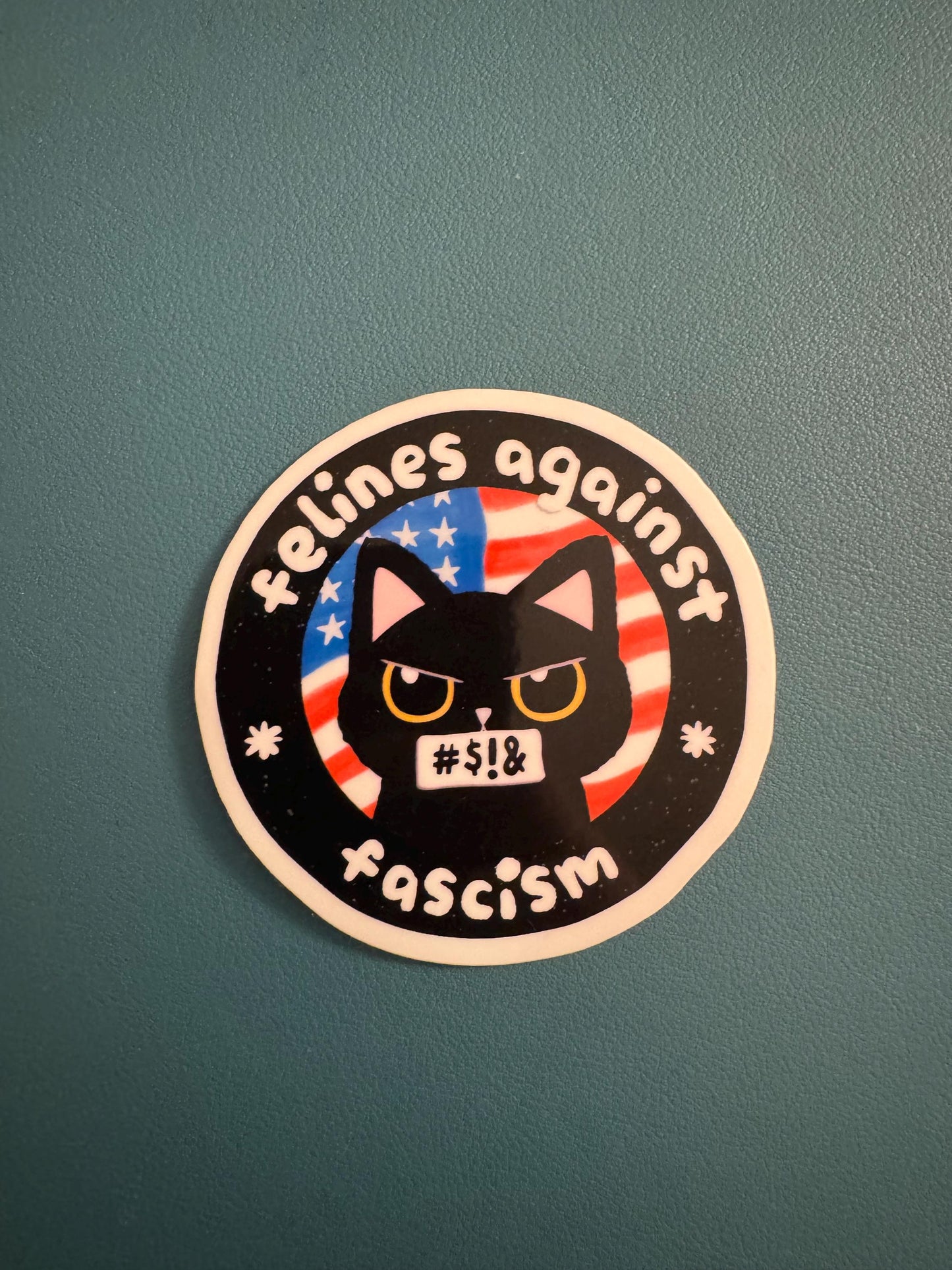 Felines Against Fascism Vinyl Sticker, Black Cat, Pro Democracy, Anti-Trump Sticker, No Kings, Fight Fascism, Water Bottle Sticker