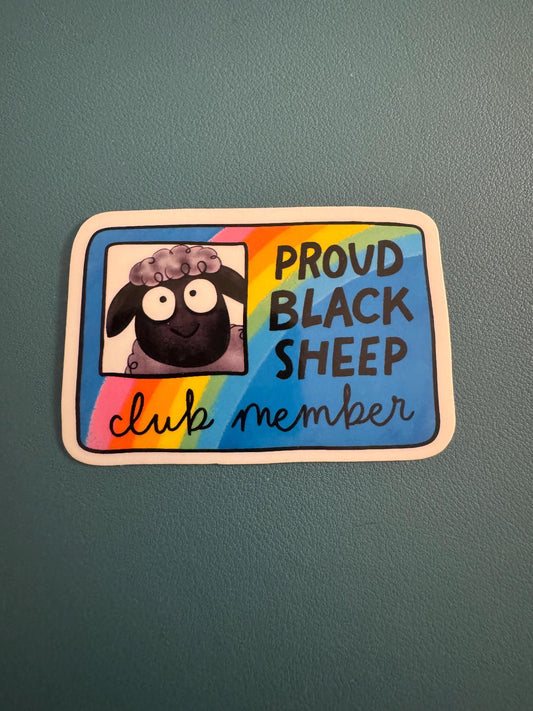 Proud Black Sheep Club Member Vinyl Sticker, Rainbow Sticker, Outcast Club