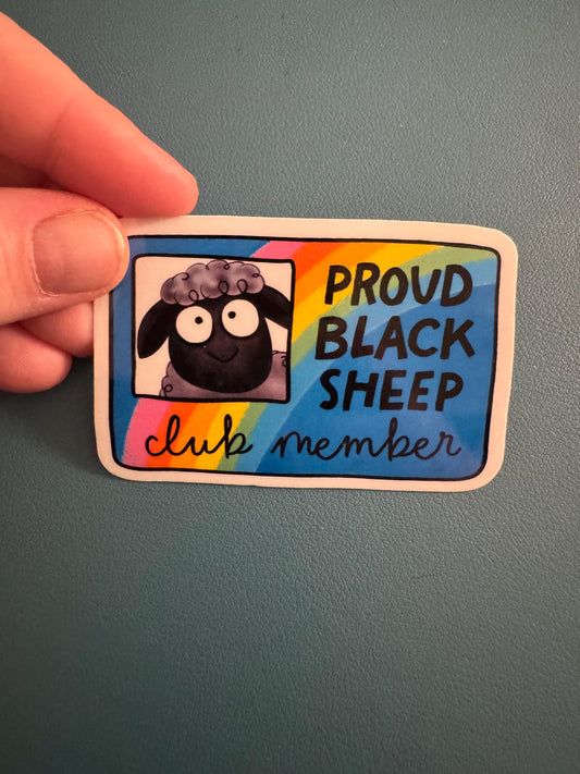 Proud Black Sheep Club Member Vinyl Sticker, Rainbow Sticker, Outcast Club