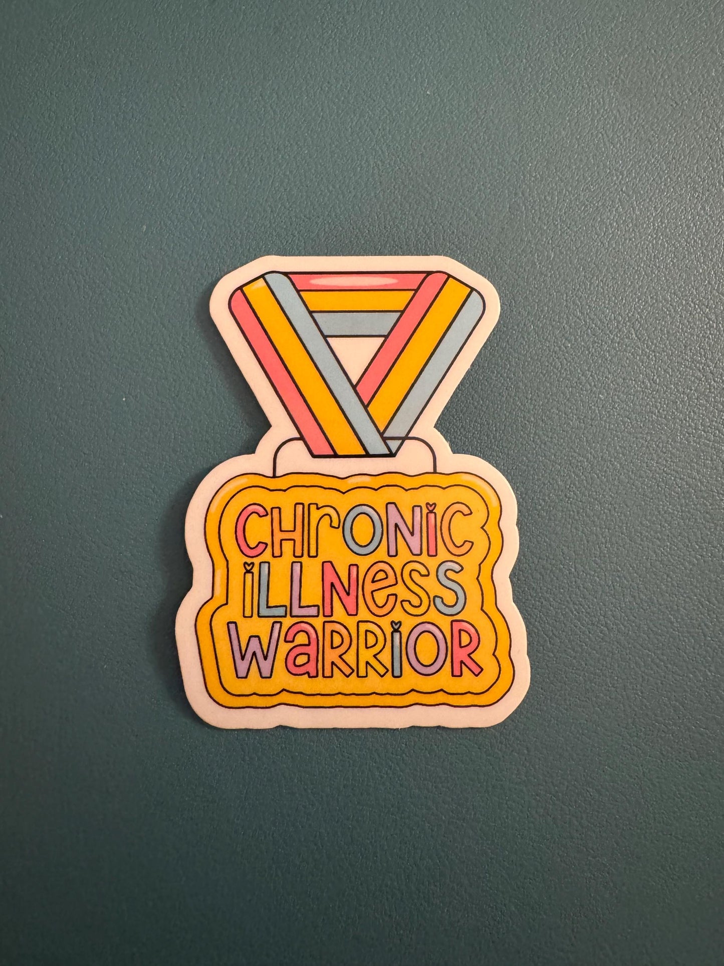 Chronic Illness Warrior Vinyl Sticker, Chronic Illness Medal, Invisible Illness, Spoonie, Rare Disease Awareness, Water Bottle Sticker