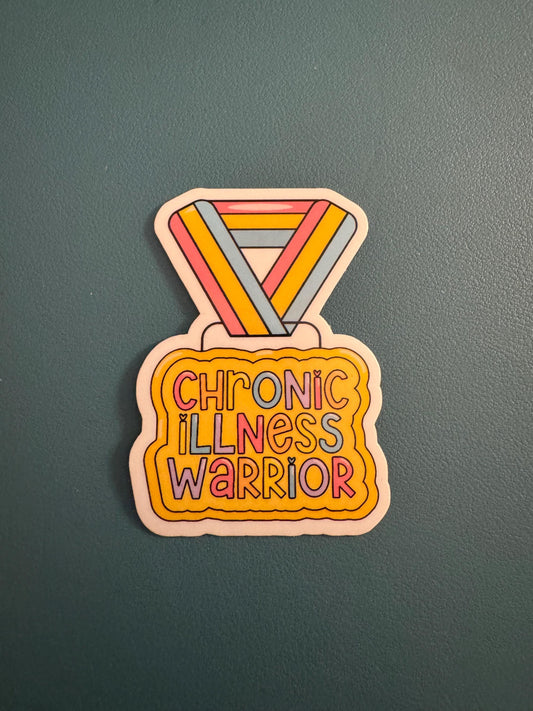 Chronic Illness Warrior Vinyl Sticker, Chronic Illness Medal, Invisible Illness, Spoonie, Rare Disease Awareness, Water Bottle Sticker