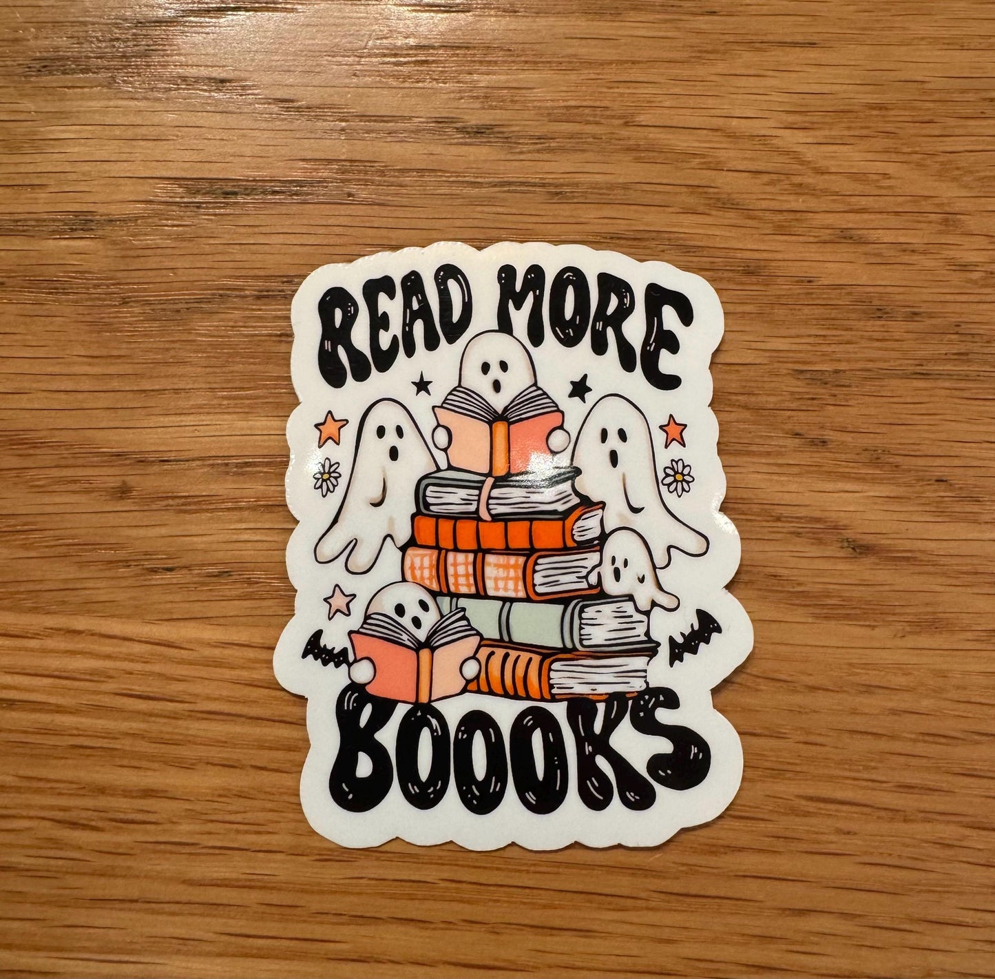 Read More Books Vinyl Sticker, Ghosts Reading Books, Halloween Sticker, Water Bottle Sticker, Ghosts