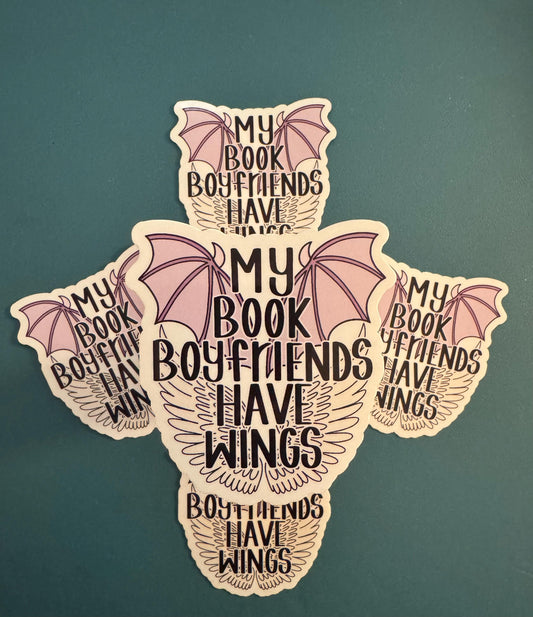 My Book Boyfriends Have Wings Waterproof Sticker, Wing Leader, Fantasy Reads, Dragons, Book Daddy, Fictional Boyfriend, Fourth Wing Inspired